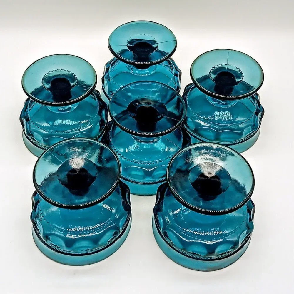Colony Crown Blue Glass Sherbet Bowls (6)